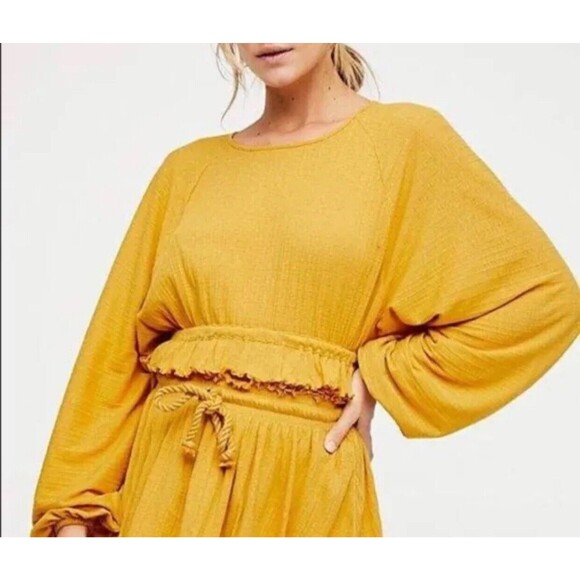 Free People Beach crop Sweet Lady balloon sleeve Shirt XS fairy boho hippie - Picture 10 of 10